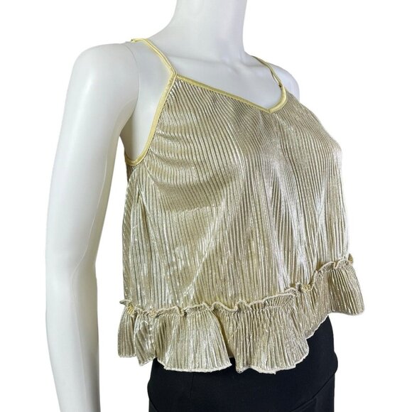 Angie Metallic Gold Spaghetti Strap Crop Top Womens Size S (G10146)‎ - Picture 2 of 6